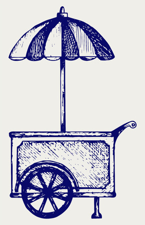Ice cream cart. Doodle styleのイラスト素材