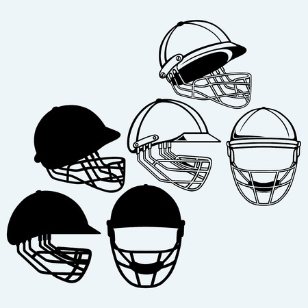 Cricket helmet. Isolated on blue backgroundのイラスト素材