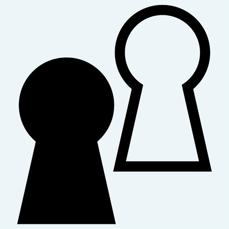 Keyhole symbol. Isolated on blue background. Vector silhouettesのイラスト素材
