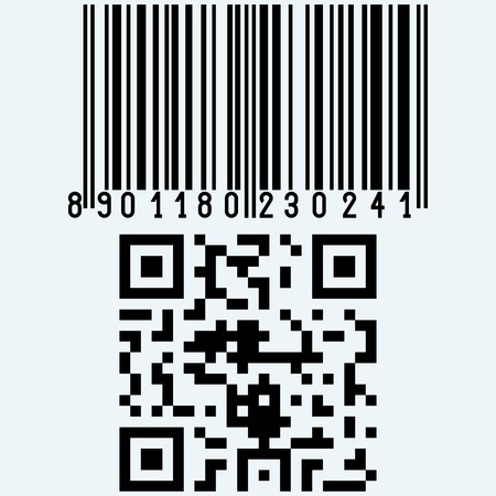 Set barcodes. Isolated on blue background. Vector silhouettesのイラスト素材