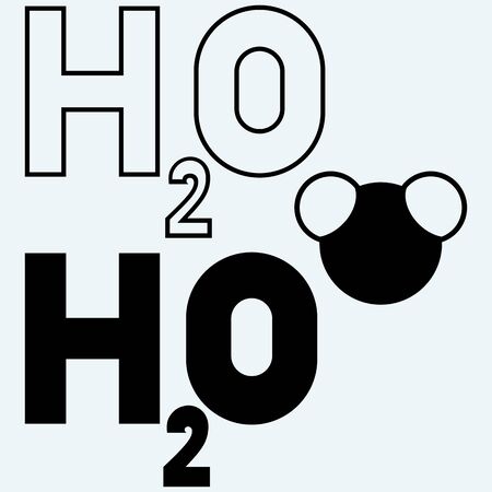 H2O symbol. Isolated on blue background. Vector silhouettesのイラスト素材