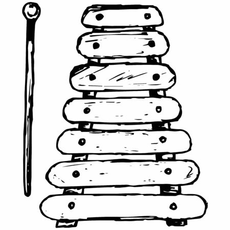 Xylophone musical instrument doodle styleのイラスト素材