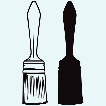 Paint brush. Isolated on blue background.のイラスト素材