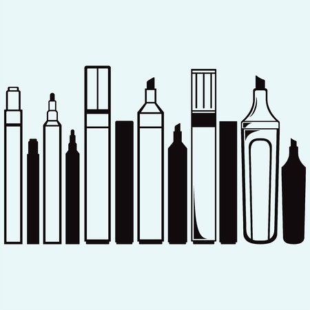 Set marker icon. Isolated on blue background.のイラスト素材