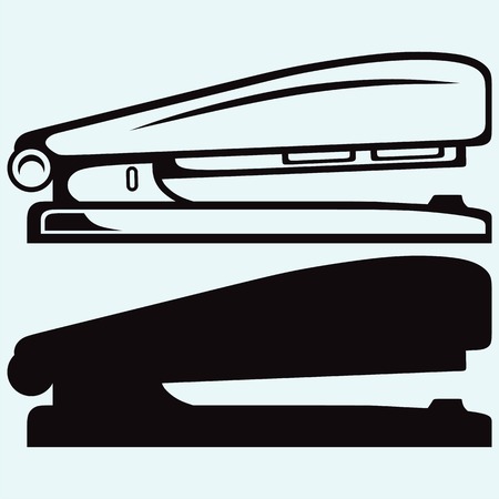 Metal stapler. Isolated on blue background. Vector silhouettesのイラスト素材