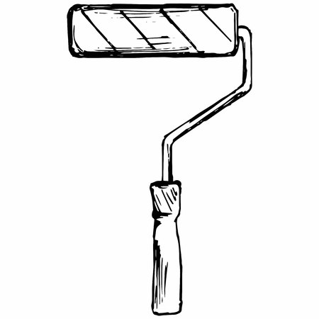 Roller for painting. Tools for drawing. Isolated on white background. Vector, doodle styleのイラスト素材