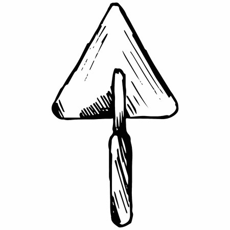 Trowel. Construction tools. Isolated on white background. Vector, doodle styleのイラスト素材
