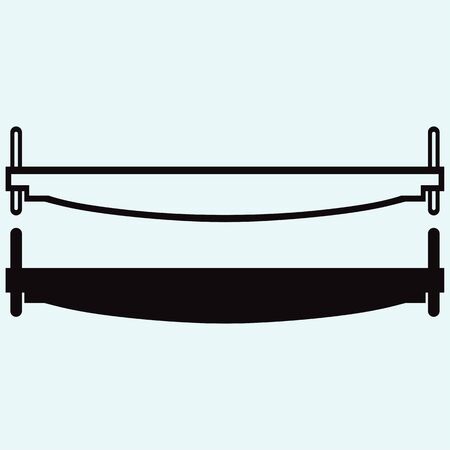 Hand saw. Isolated on blue background. Vector silhouettesのイラスト素材