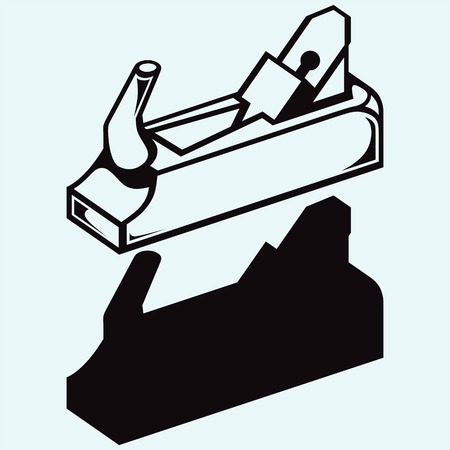 Wood tool. Fuganok. Isolated on blue background. Vector silhouettesのイラスト素材