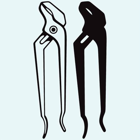 Old adjustable. Isolated on blue background. Vector silhouettesのイラスト素材