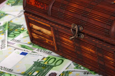 Ancient box on euro banknote.の写真素材