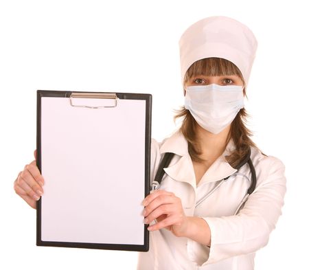 Portrait of doctor with stethoscope. Isolated.の写真素材