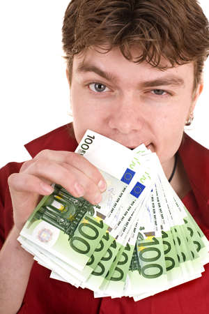  Clever strong man with money. Isolated.の写真素材