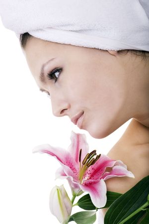 Beautiful young woman in spa. Health resort.の写真素材