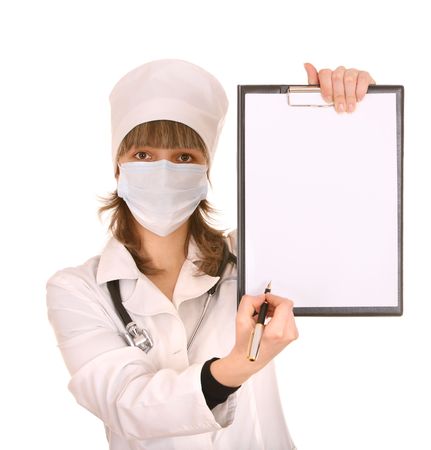 Portrait of doctor with stethoscope. Isolated.の写真素材