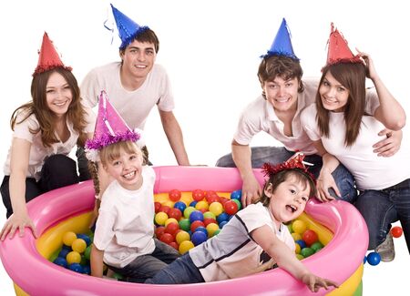 Happy family, birthday of children. Isolated.の写真素材