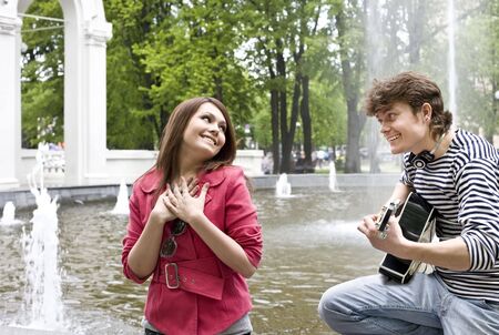 Loving couple on the first appointment. の写真素材