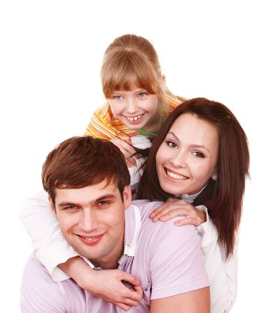 Happy family with child girl.  Isolated.の写真素材