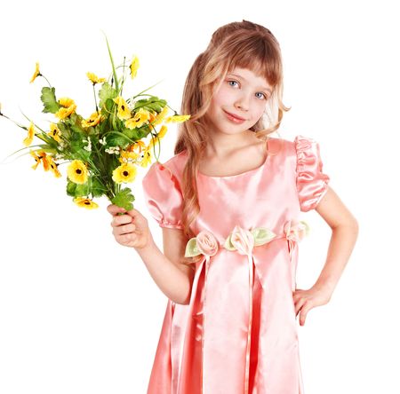 Beautiful girl with spring flower. Isolated.の写真素材