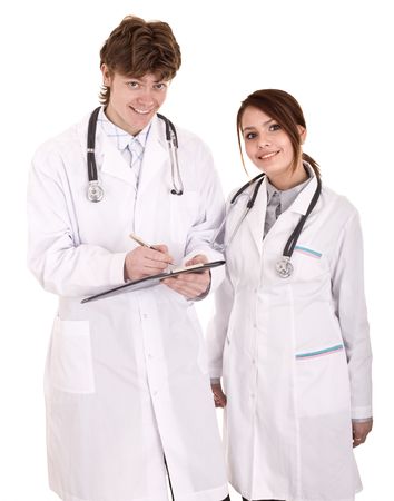 Group of doctor and nurse with folder. Isolated.の写真素材