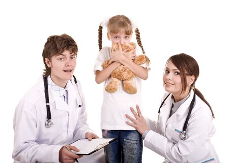 Group of doctor treat  afraid child. Medicine.の写真素材