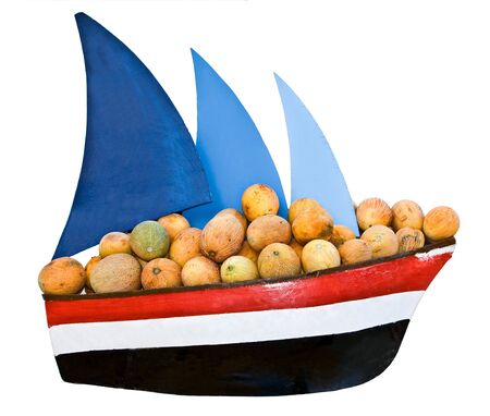 Ship with sail transportation  cargo melon. Isolated.Concept.の写真素材
