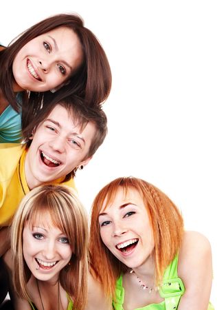 Group of young happy people. Isolated.の写真素材