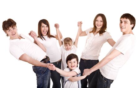  Happy family with group children.  Isolated.の写真素材