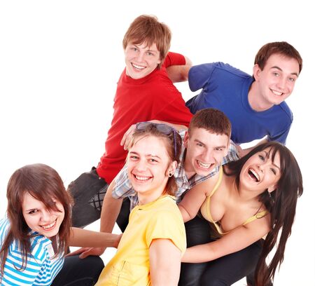 Group of happy young people. Isolated.の写真素材