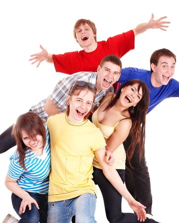 Group of happy young people. Isolated.の写真素材