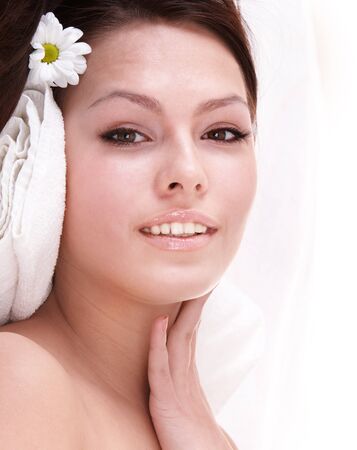 Beautiful young woman in spa. Health resort.の写真素材