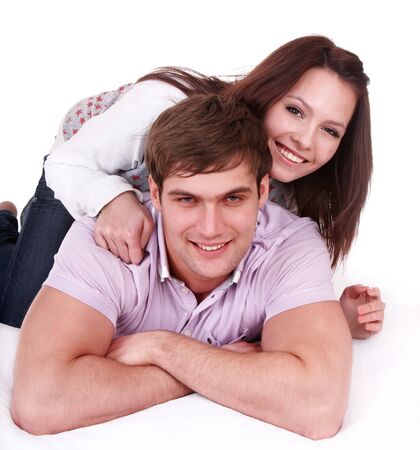 Couple of girl and man. Love and passion.の写真素材