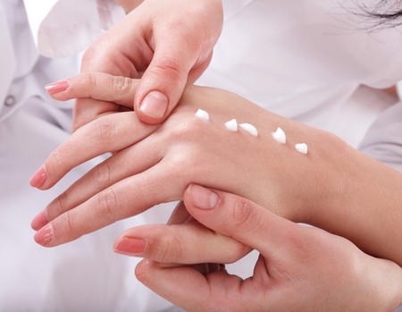 Beautician do  massage hand. Manicure.の写真素材