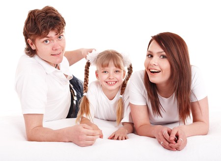 Happy family with  child. Isolated.の写真素材