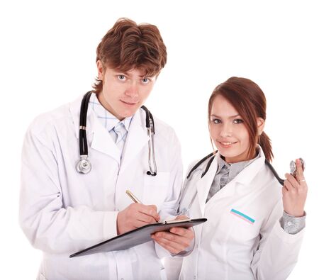 Group of doctor with folder. Isolated.の写真素材
