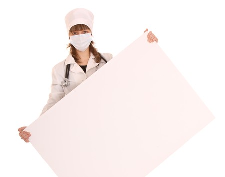 Doctor with stethoscope and mask. Isolated.の写真素材