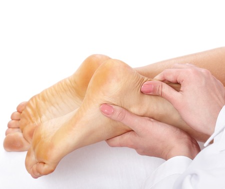 Massage of female leg. Health and beauty.の写真素材