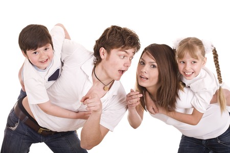 Happy family upbringing children. Isolatedの写真素材