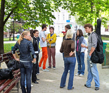 Group of people in city. Outdoor.の写真素材