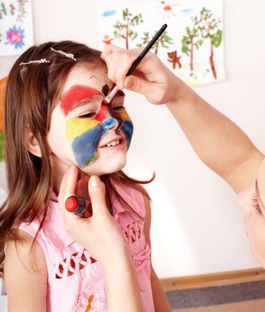 Child preschooler with face painting. Make up.の写真素材