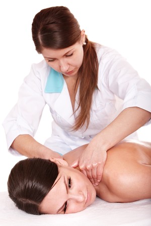 Beautiful young woman  having  massage.の写真素材