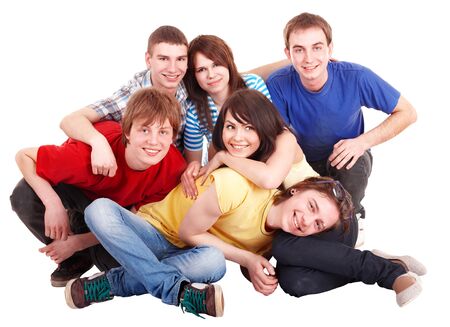 Group of happy young people. Isolated.の写真素材