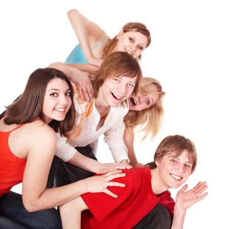 Group of happy young people. Isolated.の写真素材