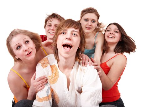 Group of happy young people. Isolated.の写真素材