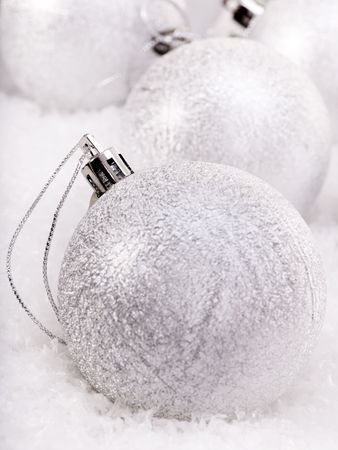 Group of christmas ball in snow.の写真素材