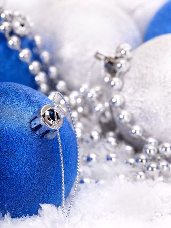 Group of christmas ball in snow.の写真素材
