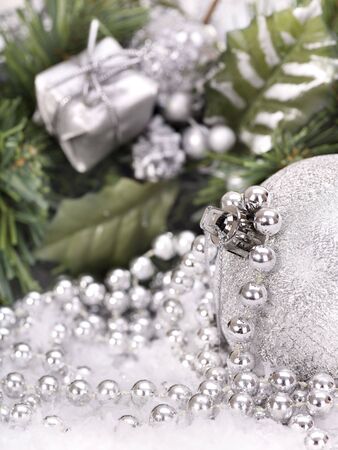 Christmas ball in white snow.の写真素材