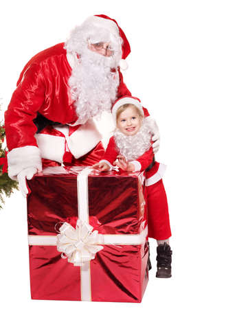 Santa claus family with child. Isolated.の写真素材