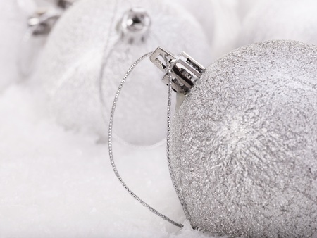 Group of christmas ball in snow.の写真素材