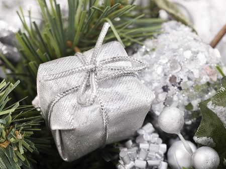 Christmas ball in white snow.の写真素材